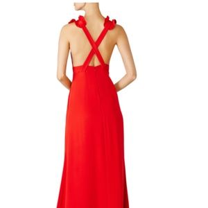 Red Ruffle Crossback Gown